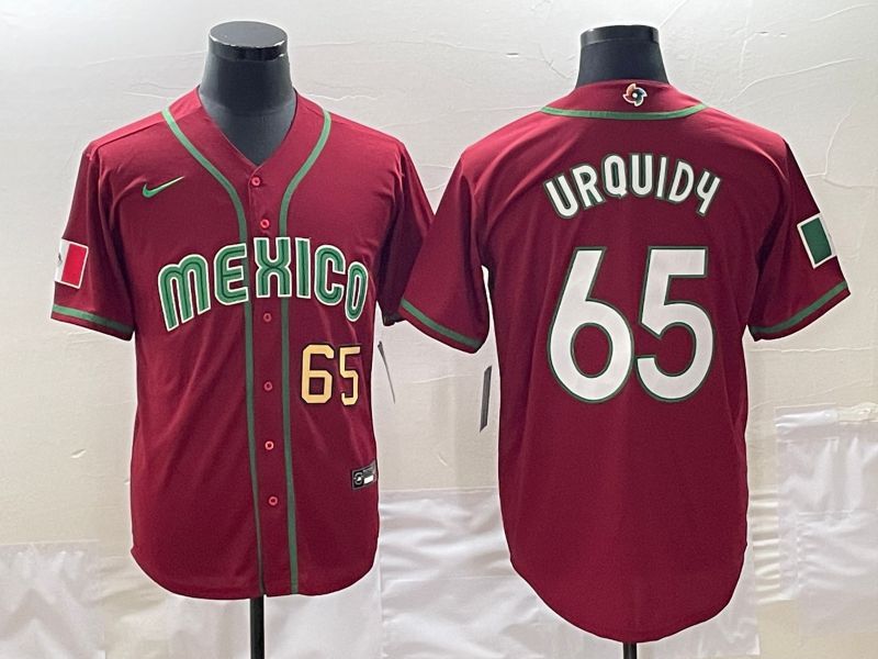 Men 2023 World Cub Mexico #65 Urquidu Red Nike MLB Jersey1->more jerseys->MLB Jersey